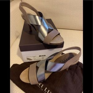 Anyi Lu Couture Belle Latte Calf/Pewter Stretch